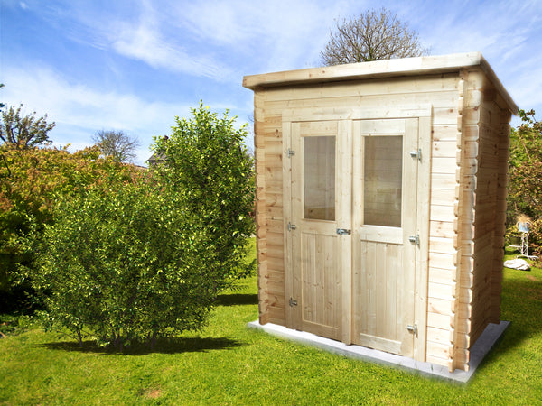 Casetta Box Da Giardino 200x118x194-205 cm Porta Doppia con Serratura Patty in Legno di Abete Grezzo online