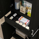 Credenza Cucina Alta 70,8x34x180 cm con 2 Armadietti Cassetto Centrale e 4 Ante Ripiani Regolabili in MDF Nero      