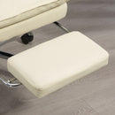 Sedia Ufficio Ergonomica Girevole e Reclinabile con Poggiapiedi in Finta Pelle Beige      