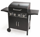Barbecue a Gas 4 Bruciatori con Ripiani Lateriali Soriani Gastone Nero