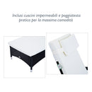 Set 2 Lettini Prendisole da Giardino in Rattan Sintetico con Materassino Imbottito e Tavolino Nero 