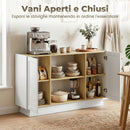 Credenza 133x35x79,7 cm con 2 Ripiani Aperti e 2 Armadietti in Pannello Truciolare e MDF      