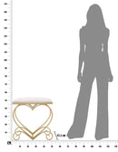 Sgabello Heart Rosa 50x37,5x51,5 cm in Ferro e MDF e Spugna e Poliestere Oro e Crema