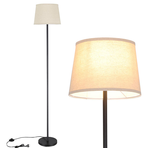 sconto Lampada Piantana Terra Design Moderno Paralume E27 Tessuto e Metallo Nero