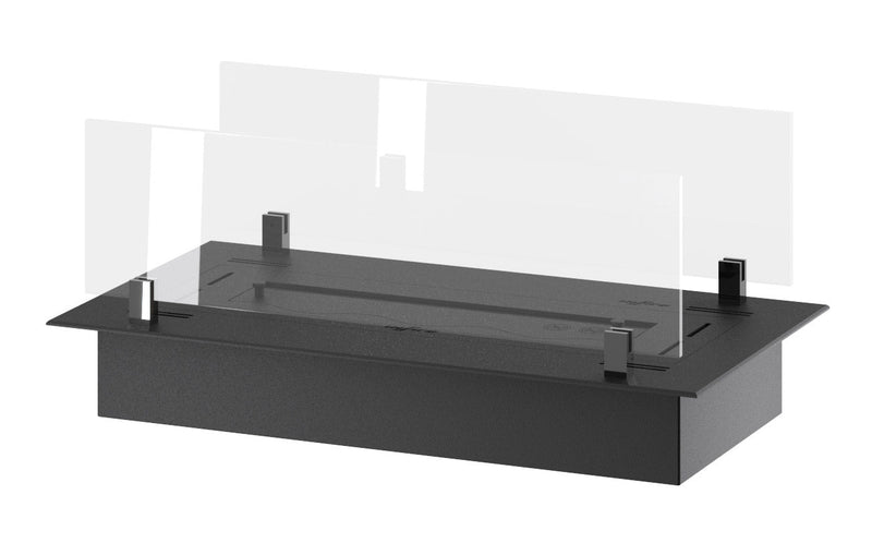 Bruciatore a Bioetanolo da Incasso 60x32x15 cm Insert Slim 600 Nero con Vetro