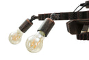 Lampadario Ingranaggio Double Ø73,5x16 cm in Ferro e Legno Nero e Rame