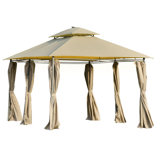 Gazebo da Giardino con Pannelli Solari e LED 3x4m in Acciaio Cachi acquista
