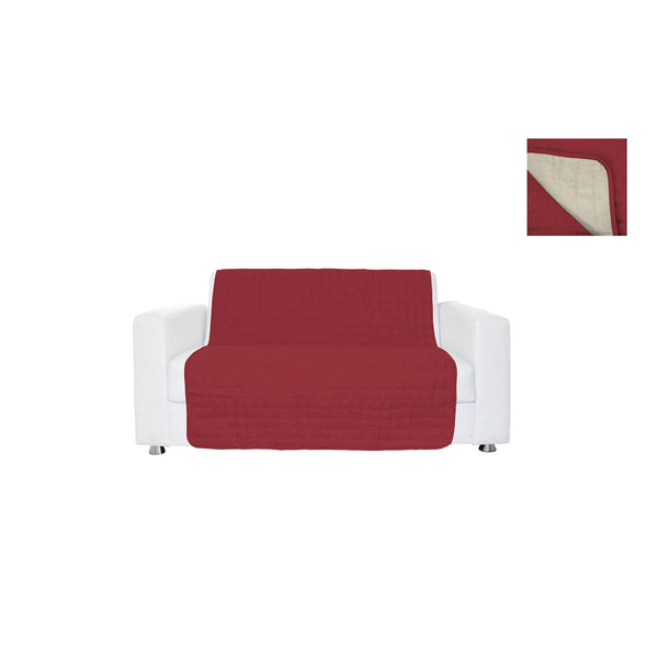 prezzo Copridivano a Fascia 2 Posti 125x190 cm in Microfibra Doubleface Bordeaux/Panna