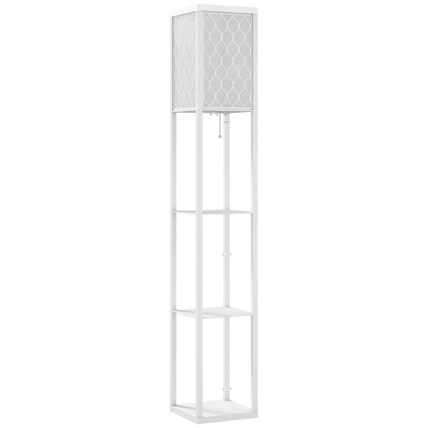 Lampada da Terra 2 in 1 Moderna 26x26x160 cm con 3 Ripiani Attacco E27 in MDF Bianco prezzo