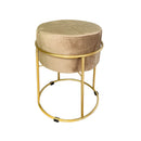 Pouf in Velluto Tortora 44x38 cm con Struttura in Metallo Oro