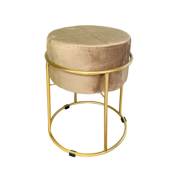 Pouf in Velluto Tortora 44x38 cm con Struttura in Metallo Oro online