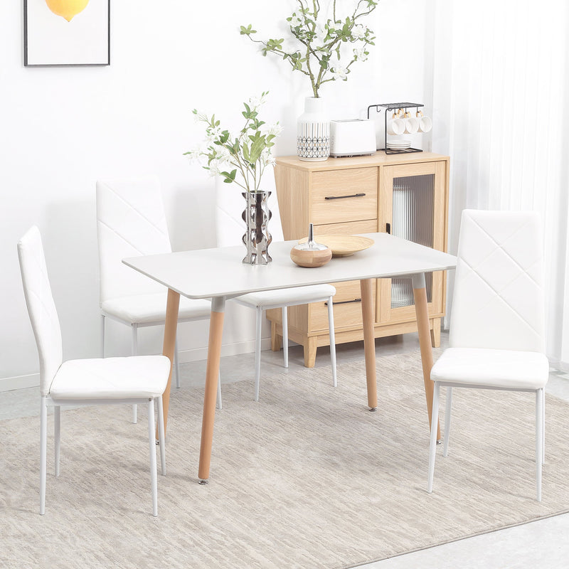 Set di 4 Sedie da Pranzo 41x50x97 cm con Schienale Alto in Similpelle Bianco