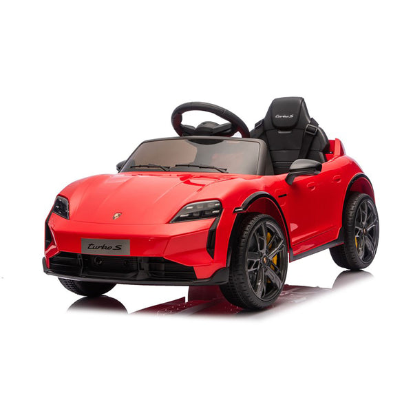 Macchina Elettrica per Bambini Porsche Taycan Turbo S 12V con Telecomando Bluetooth Luci LED e Tappetini Rosso prezzo