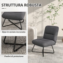 Poltrona Imbottita 61x68x83,5 cm in Tessuto Grigio Scuro