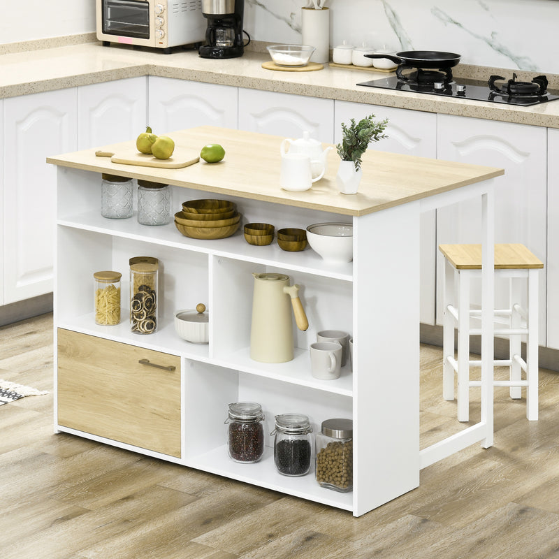 Isola da Cucina con Piano a Ribalta 116x79,5x91 cm in MDF Bianco e