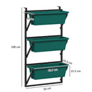 Fioriera da Esterno Verticale 56x42x100 cm 3 Vasi con Fori di Drenaggio in Plastica  Verde   