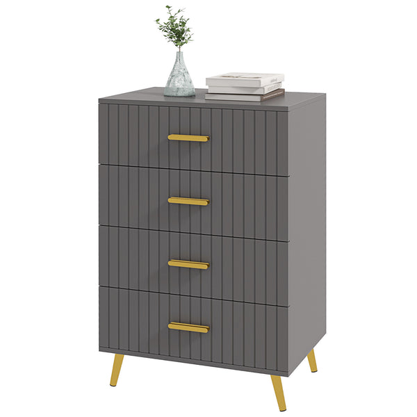 sconto Cassettiera 4 Cassetti Design Moderno 60x40x90 cm in Legno e Alluminio Oro e Grigio Scuro