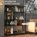 Libreria Design Industriale a 5 Livelli Porta Metallica Scorrevole 120x30x161 cm in Legno e Acciaio Nero e Grigio