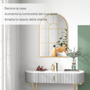 Specchio da Parete ad Arco 91x2x60 cm Stile Moderno in Vetro e Metallo Oro  