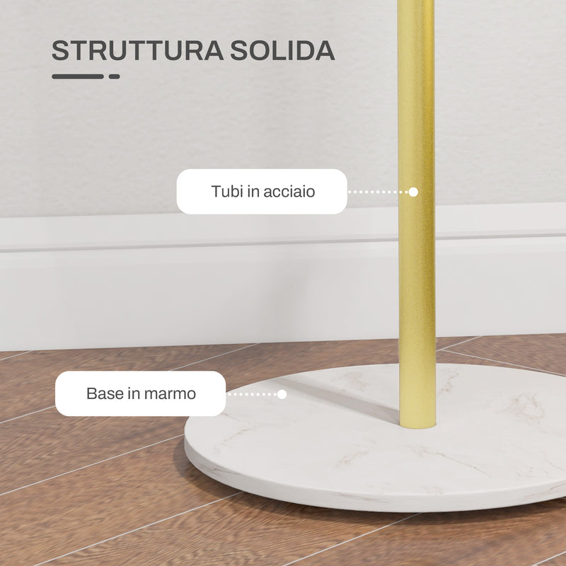 Appendiabiti da Terra 8 Ganci 32x164cm Base in Marmo e Acciaio Oro 