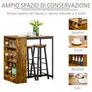 Bancone Bar con Sgabelli Alti Stile Industriale Marrone    