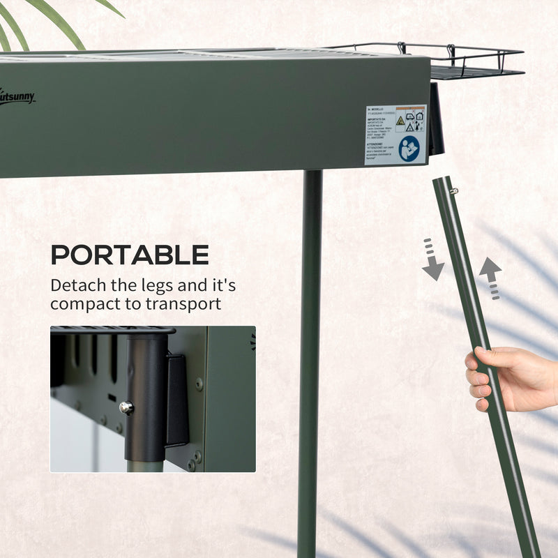 Barbecue a Carbone Carbonella 77x30x70 cm in Acciaio Verde Scuro