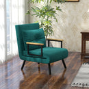 Poltrona Letto Singolo Reclinabile con Cuscino Sfoderabile in Tessuto Effetto Lino Verde  