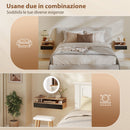 Set di 2 Comodini Sospesi 35x32x22,5 cm con Cassetto e Mensola Aperta in Legno Nero e Rovere      