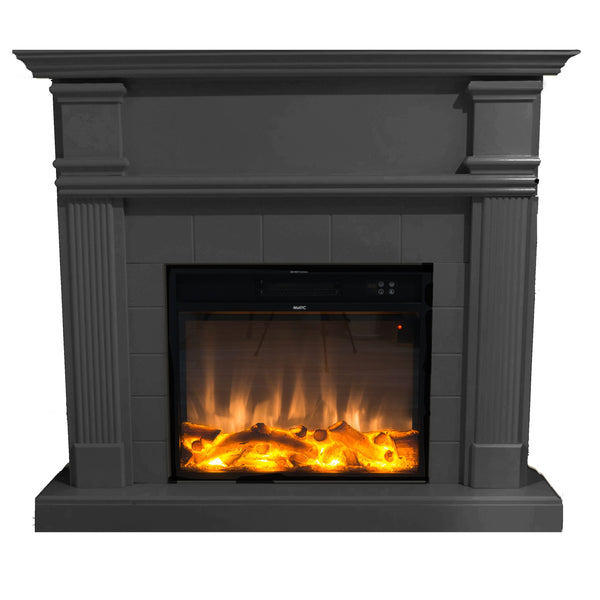 Camino Elettrico da Pavimento 114x102,3x28,2 cm Effetto Fiamma 1500W Sined Caldera Grigio online