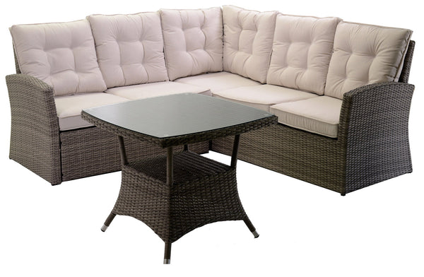online Set Salotto da Giardino Divano Angolare in Polyrattan Atlanta Grigio