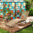 Lettino Sdraio da Giardino a S 176x58x82 cm in Rattan PE e Acciaio Nero e color Legno   