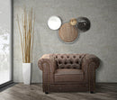 Poltrona Loft New 119x97x71 cm Legno e Metallo e Spugna e Tessuto Marrone