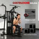 Palestra Multifunzione 250x183x213 cm con Sistema a Pulegge Panca Regolabile Pacco Pesi 69 kg e Cavi in Acciaio Nero      