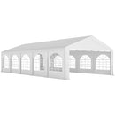 Tendone da Giardino Gazebo per Feste 992x497x290 cm con 10 Pareti Laterali Rimovibili in PE e Metallo Galvanizzato Bianco      