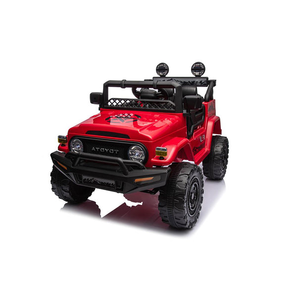 prezzo Macchina Elettrica per Bambini Fuoristrada Toyota Fj Cruiser 12V Telecomando Ruote in Gomma e Sedile in Pelle Rosso