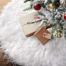 Gonna Copribase per Albero di Natale Ø90 cm in Peluche Effetto Neve Bianco      