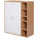 Credenza con 2 Ante e 5 Ripiani in Legno e Bianco 80x32x90.5 cm Seconda Scelta
