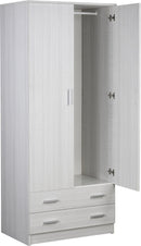 Armadio 2 Ante 2 Cassetti 77x182x52 cm Eucalipto