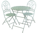 Set Tavolo e 2 Sedie Pieghevoli da Giardino in Metallo Ragusa Verde
