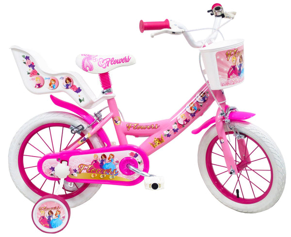 sconto Bicicletta per Bambina 16"" 2 Freni Flowers Rosa