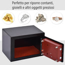 Cassaforte a Mobile Elettroinica a Batteria 23x17x17 cm in Acciaio Nera