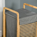 Cesto Portabiancheria 40x35,5x60,5 cm Sacco Rimovibile in Bambù e Tessuto Grigio