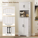 Credenza da Cucina Alta Stile Country 60x40x181,5 cm 2 Armadietti e 8 Portaspezie in MDF Bianco      
