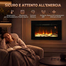 Camino Elettrico da Incasso o Parete 66x15,8x45 cm 1500 W con Timer Fiamma Regolabile e Telecomando Nero      