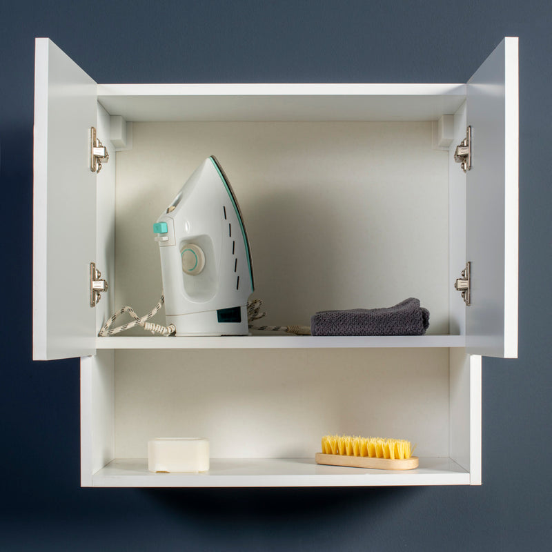 Pensile Bagno Lavanderia con 2 Ante e Vano a Giorno 57,5x27x58 cm in Nobilitato Olmo Bianco