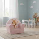Poltroncina per Bambini 42x31x50 cm in Velluto e Cotone Giraffa Rosa