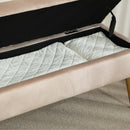 Panca Fondo Letto Imbottita da 30,5L 102x35x43 cm in Tessuto Effetto Velluto Beige  