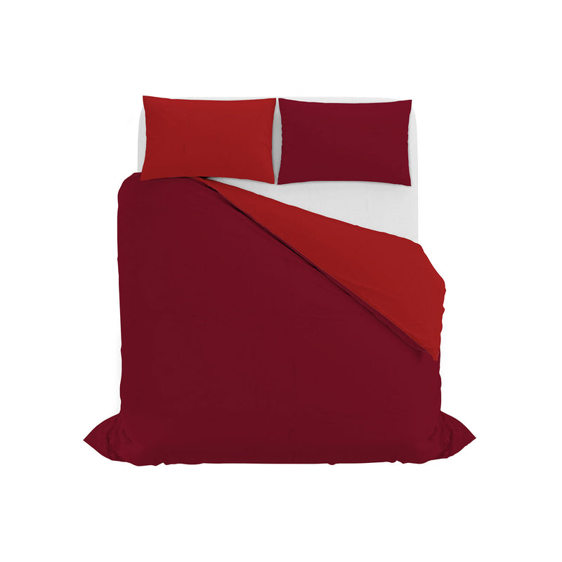 Copripiumino con Sacco e Federe in Tinta Unita Double Face Linea Vera Bordeaux e Rosso