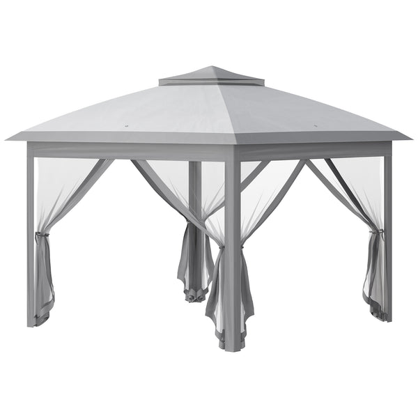 Gazebo da Esterno 330x330x280 cm Pieghevole ad Altezza Regolabile con Zanzariere Grigio prezzo