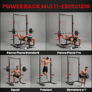 Power Cage Rack Squat 138-176x106x212 cm Capacità 500 kg con Barra Trazioni e Larghezza Regolabile in Acciaio      